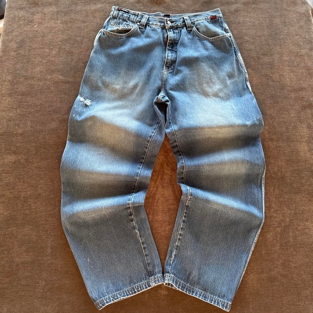 Vintage FUBU Y2K Baggy Carpenter Jeans Medium Wash Blue Denim 34x31 Streetwear